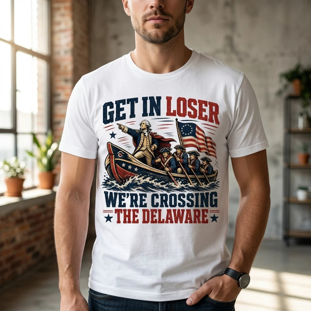Get In Loser We're Crossing The Delaware Shirt, Funny George Washington T-Shirt