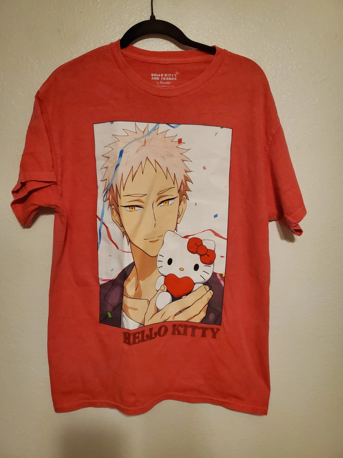 Hello Kitty & Friends Anime Graphic Tee Red Orange Sanrio 2024 Mens M