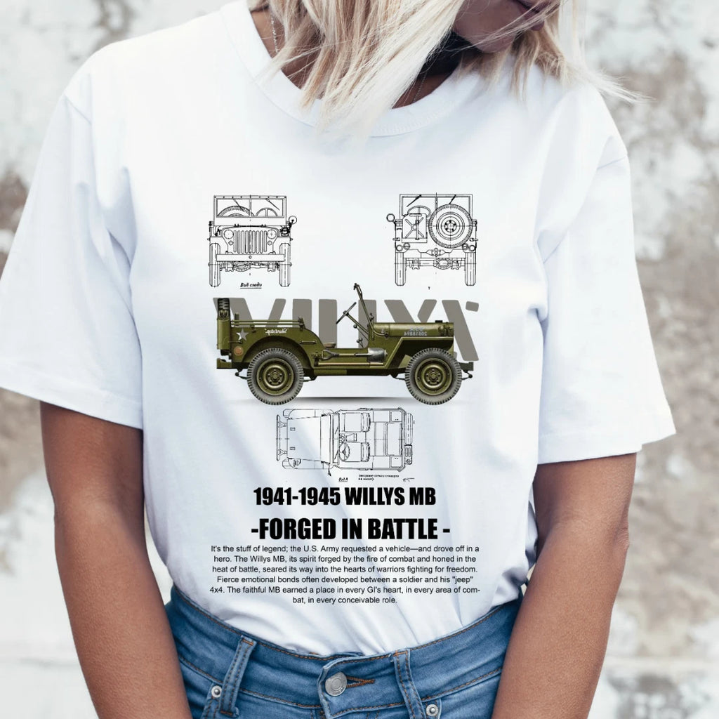 Printed T-Shirt • Willys MB Military US Army  Car Graphic Tee • Mens Tee gift