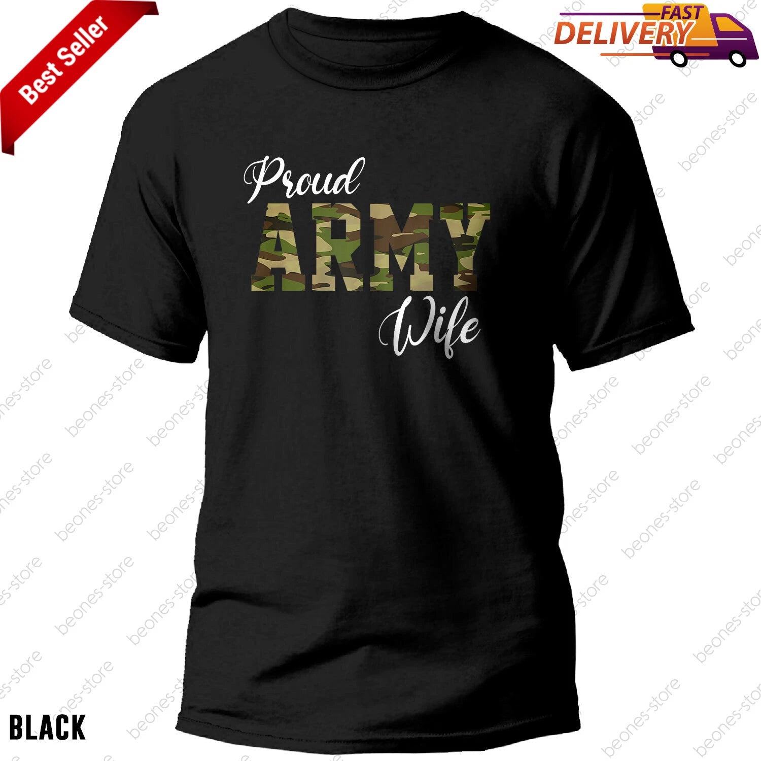 Proud Army Wife Military T-Shirt for Women Wife of Brave US Soldier Gift