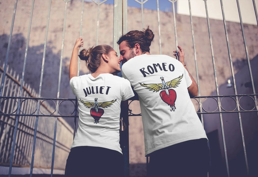 Romeo Juliet Back Logo Trendy Couple Matching Men's Women's Cotton T-Shirt Top