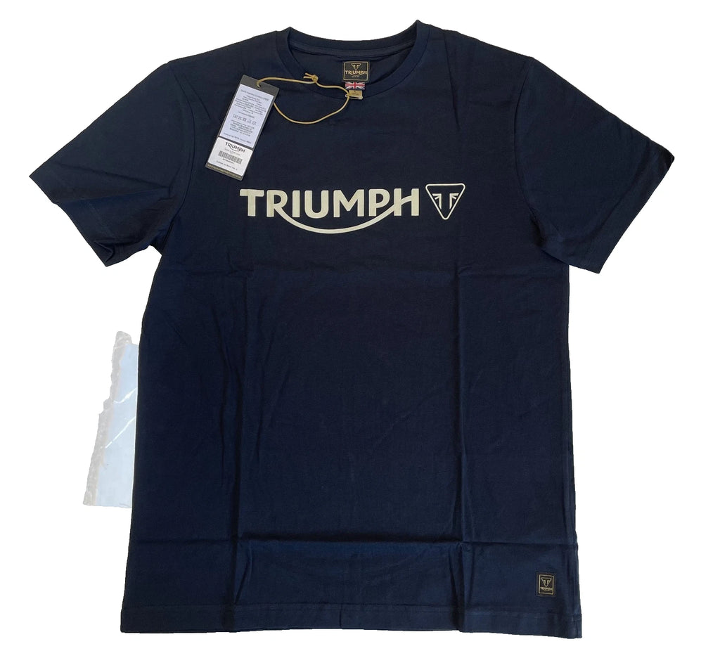 Triumph T-Shirt Mens Large Cartmel Jet Black Spellout Logo Short Sleeve Cotton