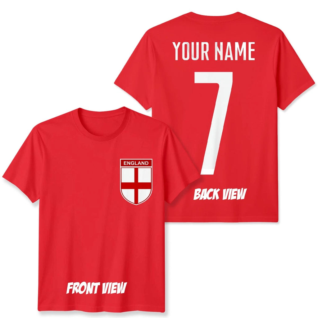 Personalised England Football Unisex Kids T-Shirt Name Number Tee #WC
