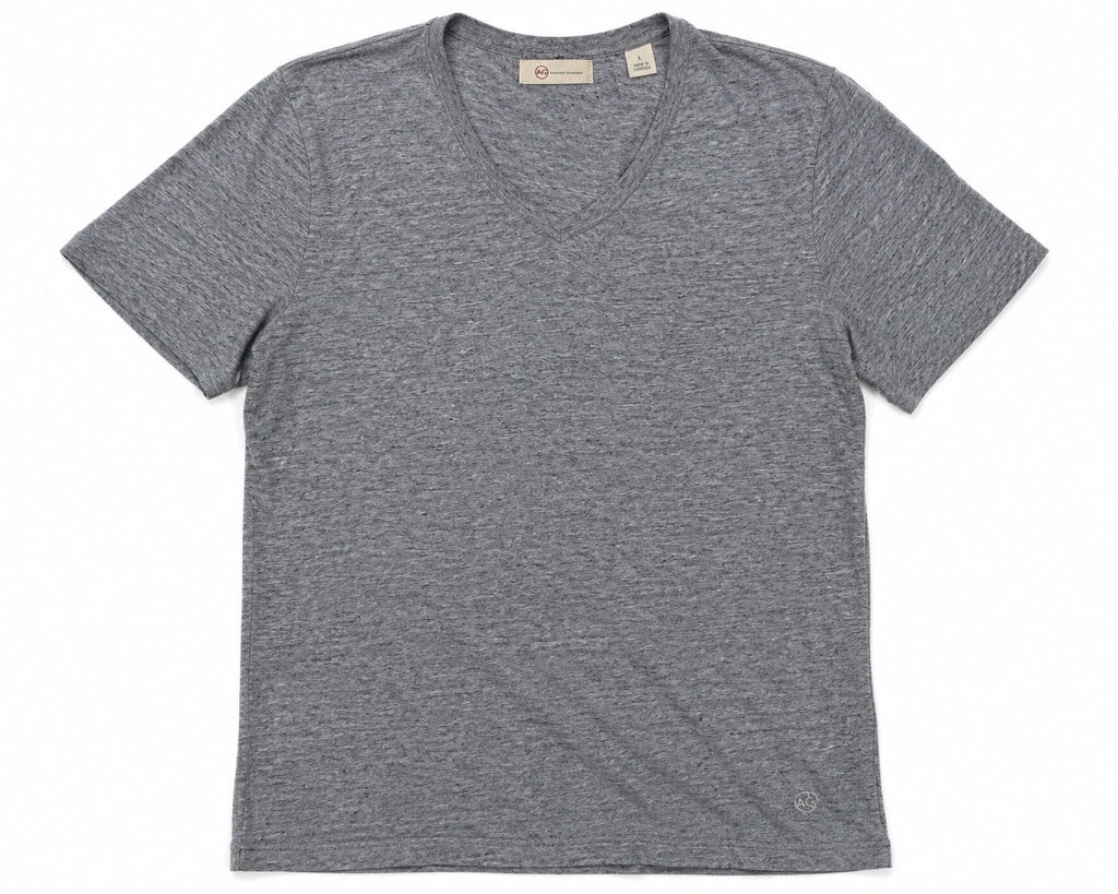 AG Adriano Goldschmied Gray Slub V Neck T Shirt Mens Large Short Sleeve