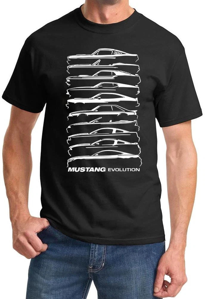 1964-2018 Ford Mustang Evolution Outline Design Tshirt NEW FREE SHIPPING