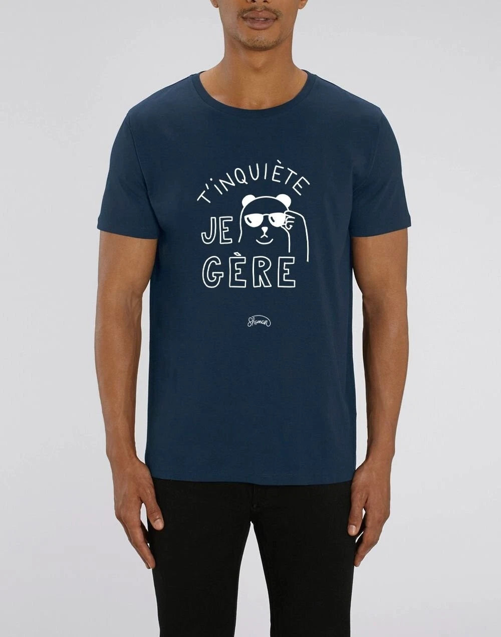 T-Shirt Man short Sleeve T'Worried I Gere Color Navy Blue