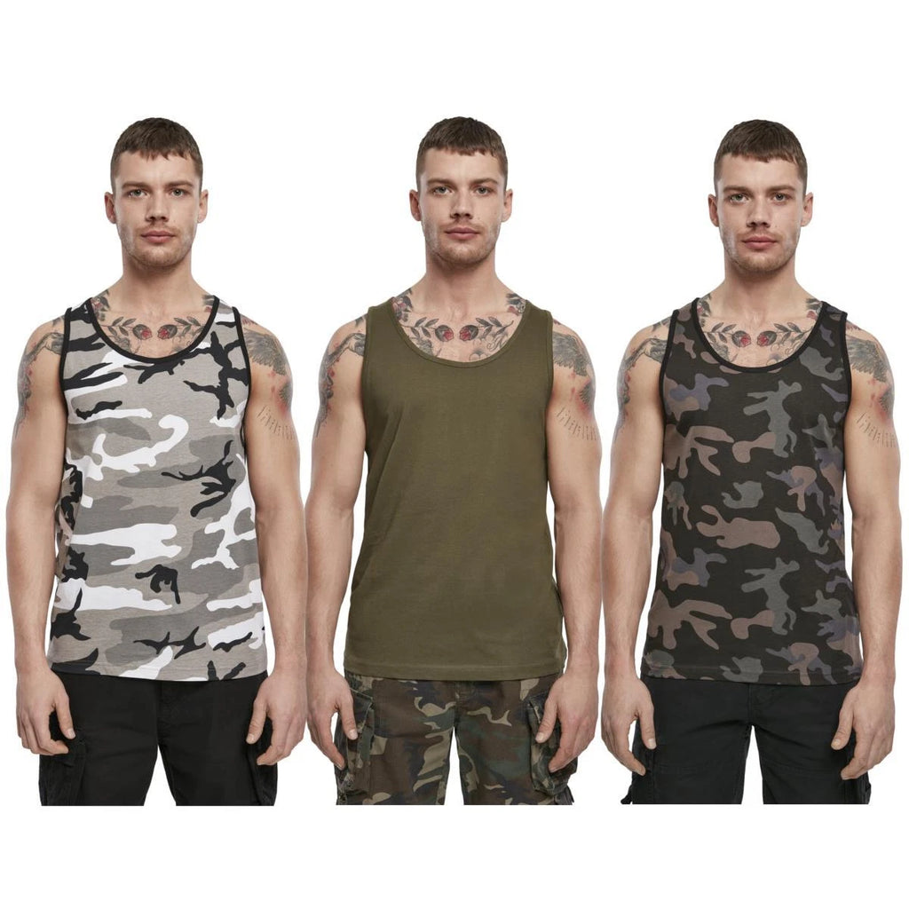 T-Shirt Débardeur Brandit Camouflage Basique Sport Aéré Pour Hommes 100% CO