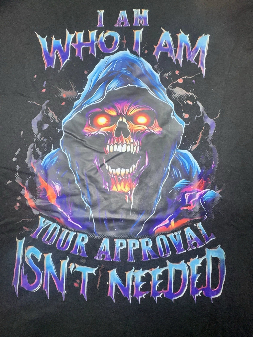 Neon Skull Graphic T-Shirt – I Am Who I Am, Street Art,  Custom Tee Adult 4XL