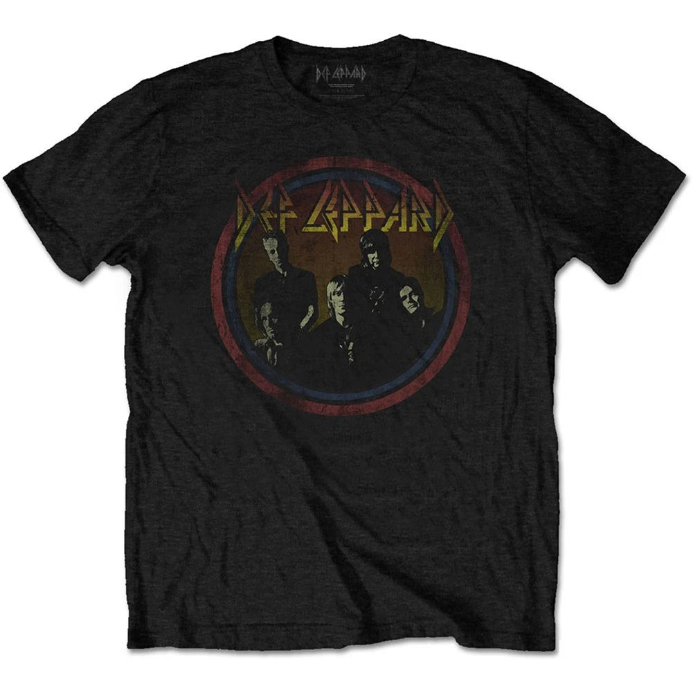Men's Def Leppard Vintage Circle Slim Fit T-shirt Large Black