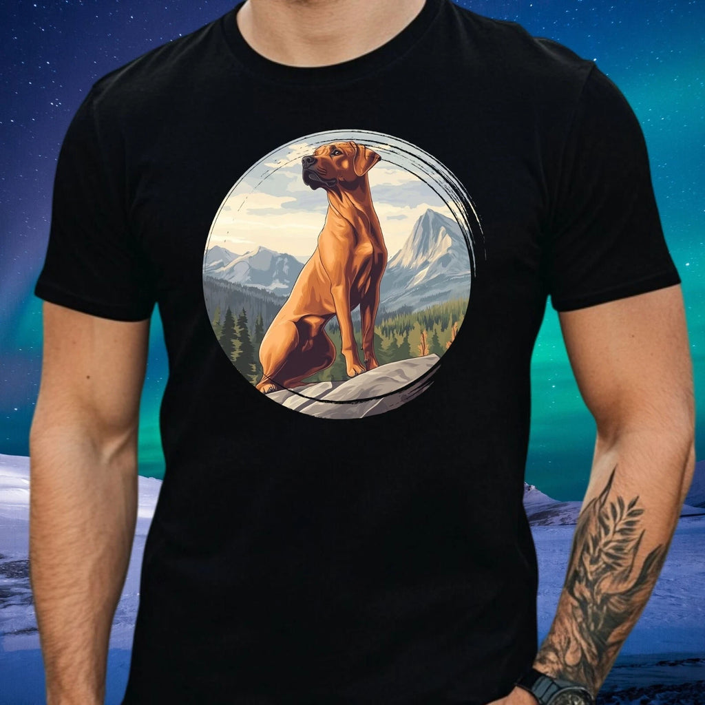 Mens Rhodesian Ridgeback Bergen Motif Cotton T-Shirt Size XS to 5XL
