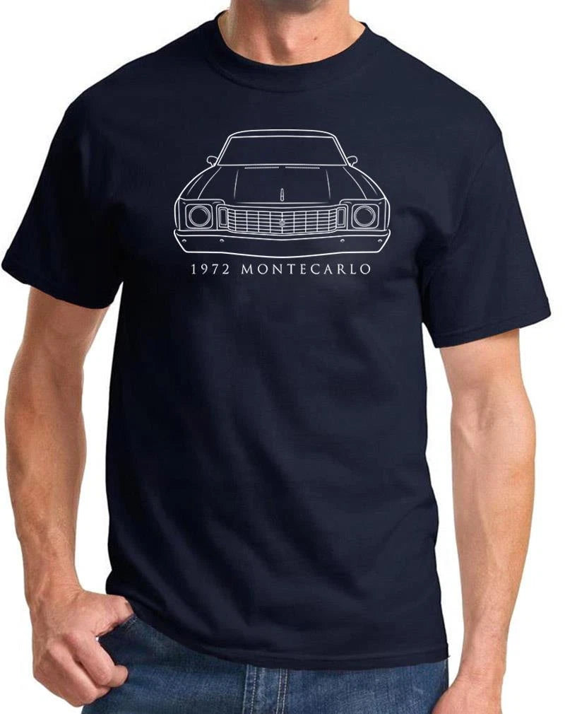 1972 Chevy Monte Carlo Classic Front End Design Tshirt NEW Colors