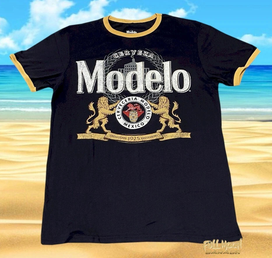 New Modelo Beer Ringer  Logo Men's Vintage T-Shirt