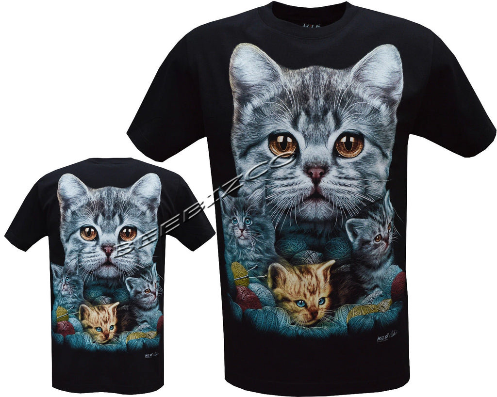 New Ladies Womens Kittens Cats Cute animal T- Shirt,Front & Back Print S - 3XL