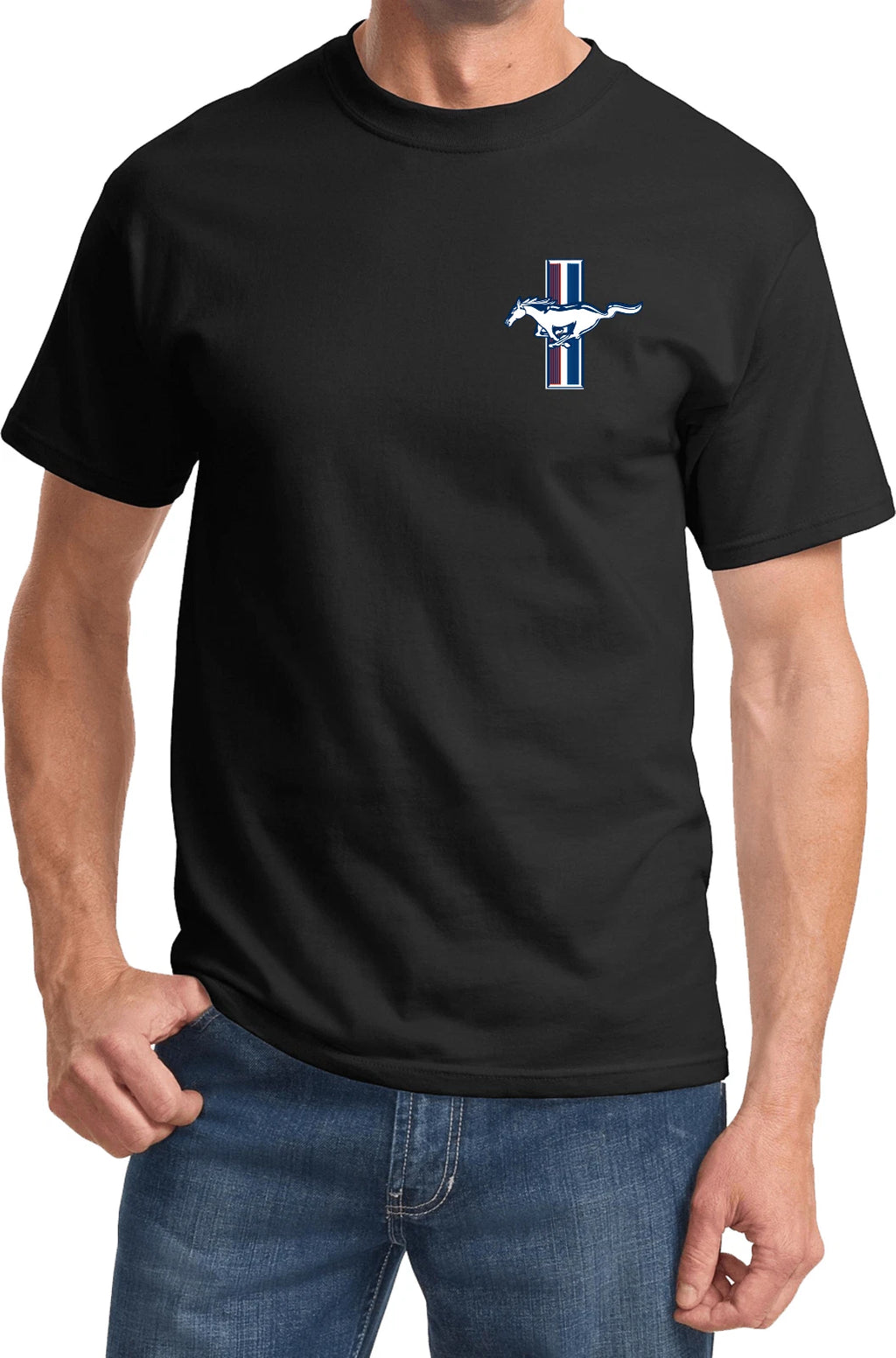 Mens T-Shirt Ford Mustang The Legend Lives Crest Pocket Print Tee
