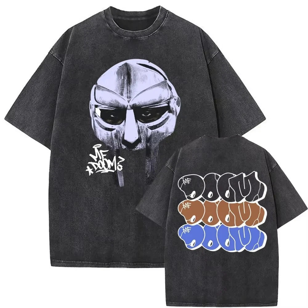 MF Doom T-Shirt Washed Cotton Graphic Print Unisex Tees HIP HOP Tees