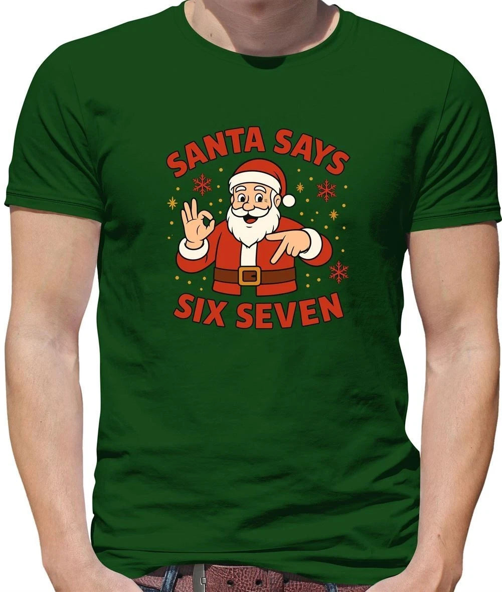 Santa Es De Sixis Seven 6-7 - Men's T-Shirt - Funny Brainrot Meme 6 7