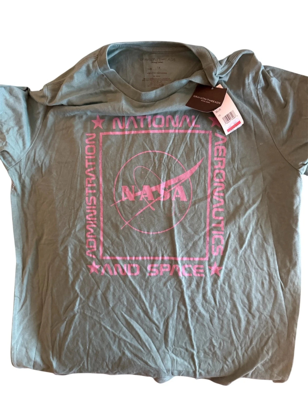 NASA T-Shirt Women 1X Grayson Threads Graphic Tee Space Logo Plus Size Trendy