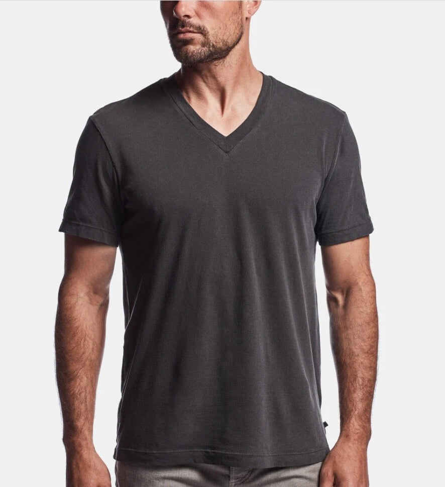 James Perse Men Relaxed Fit S/S V-Neck Cotton Tee Carbon Pigment MLJ3352 new