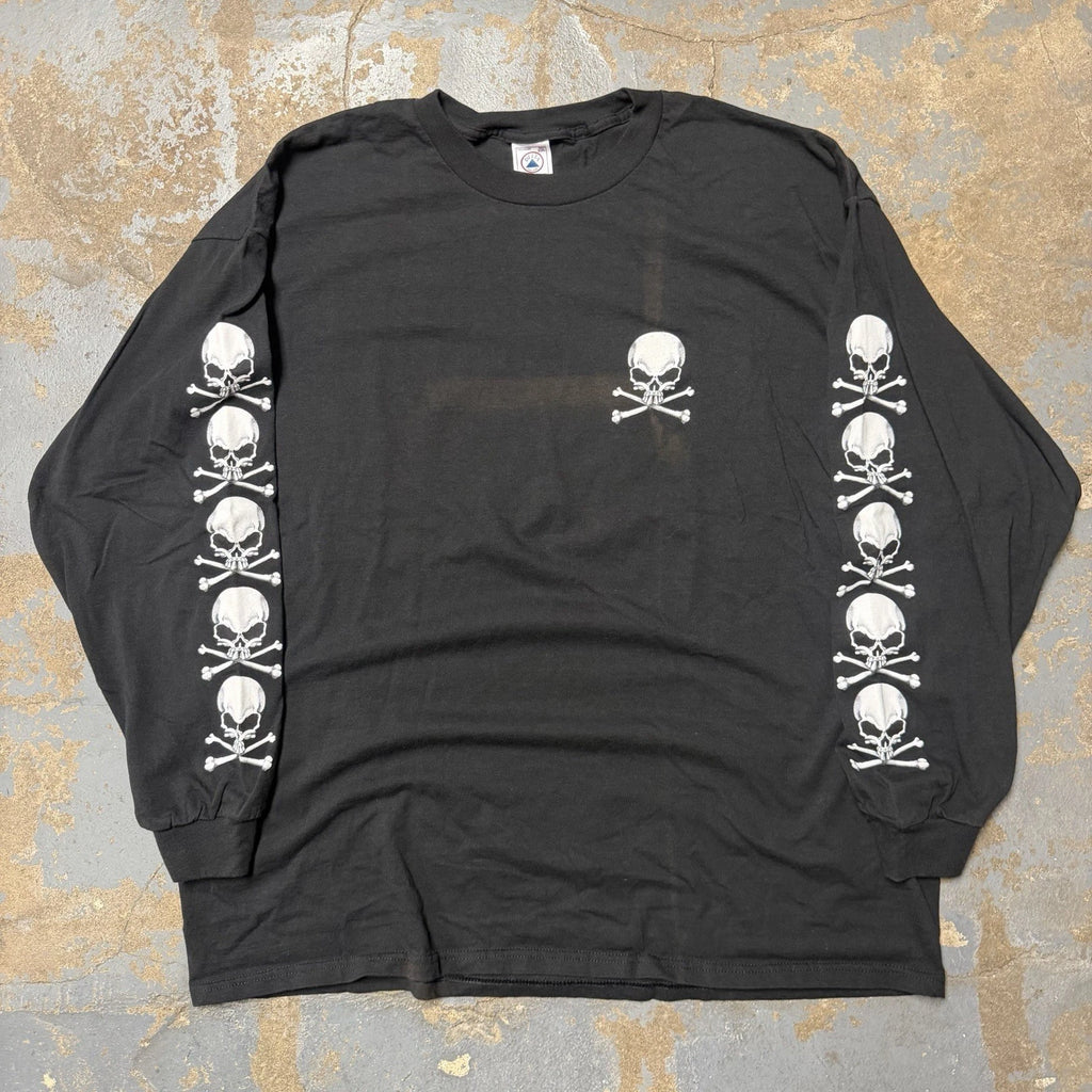 VTG Skull n Crossbones Black Long Sleeve Delta Pro Weight Shirt Men Size 2XL 00s