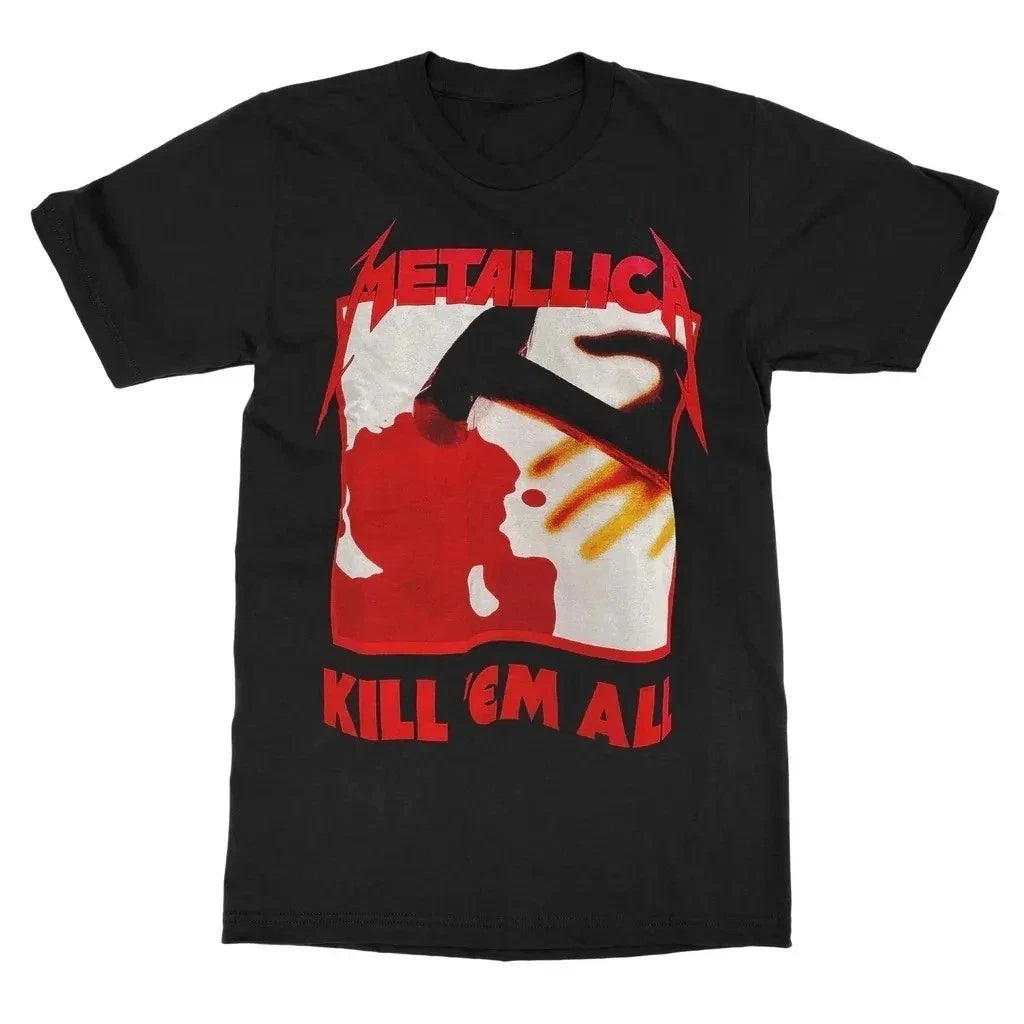 Metallica Kill Em All Tracks Print T Shirt Vintage Oversized Cotton Tee