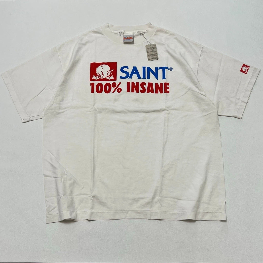 Saint One Hundred Percent Insane Baby Devil Mens White Cotton Oversized T Shirt