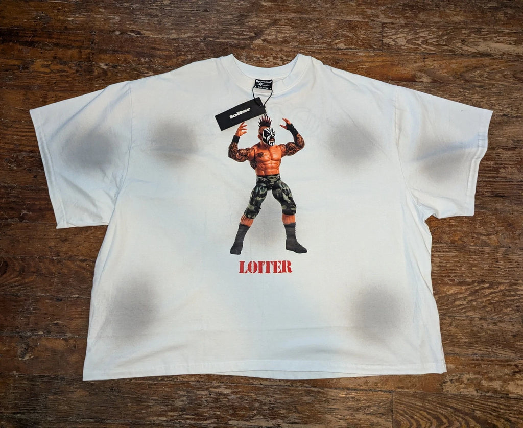 BNWT Loiter Action Figure Shirt 3xl White Camouflage Stud Crop Boxy Streetwear