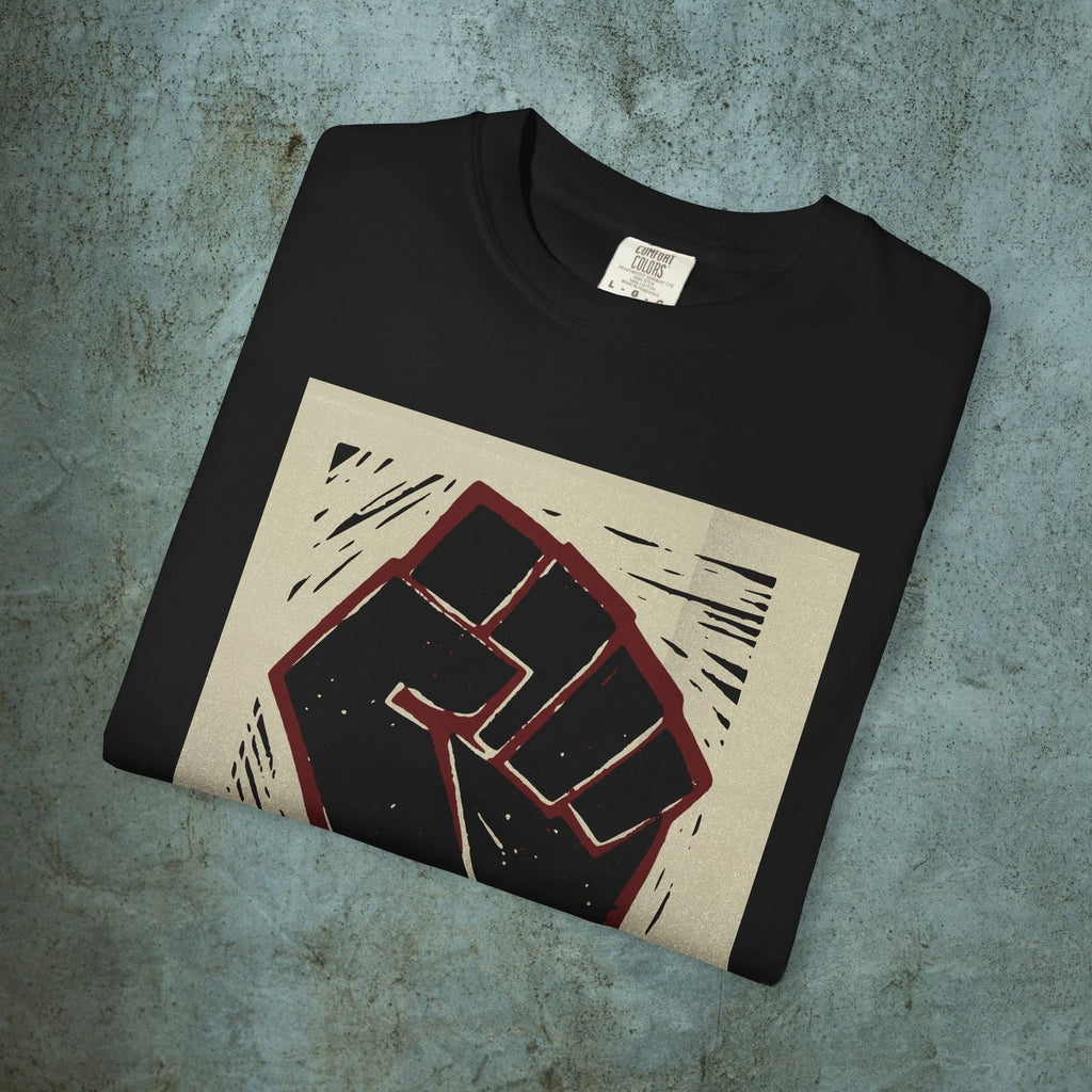 Revolutionary Fist Resist Graphic T-shirt | Washed Minimalist Protest Art Tee