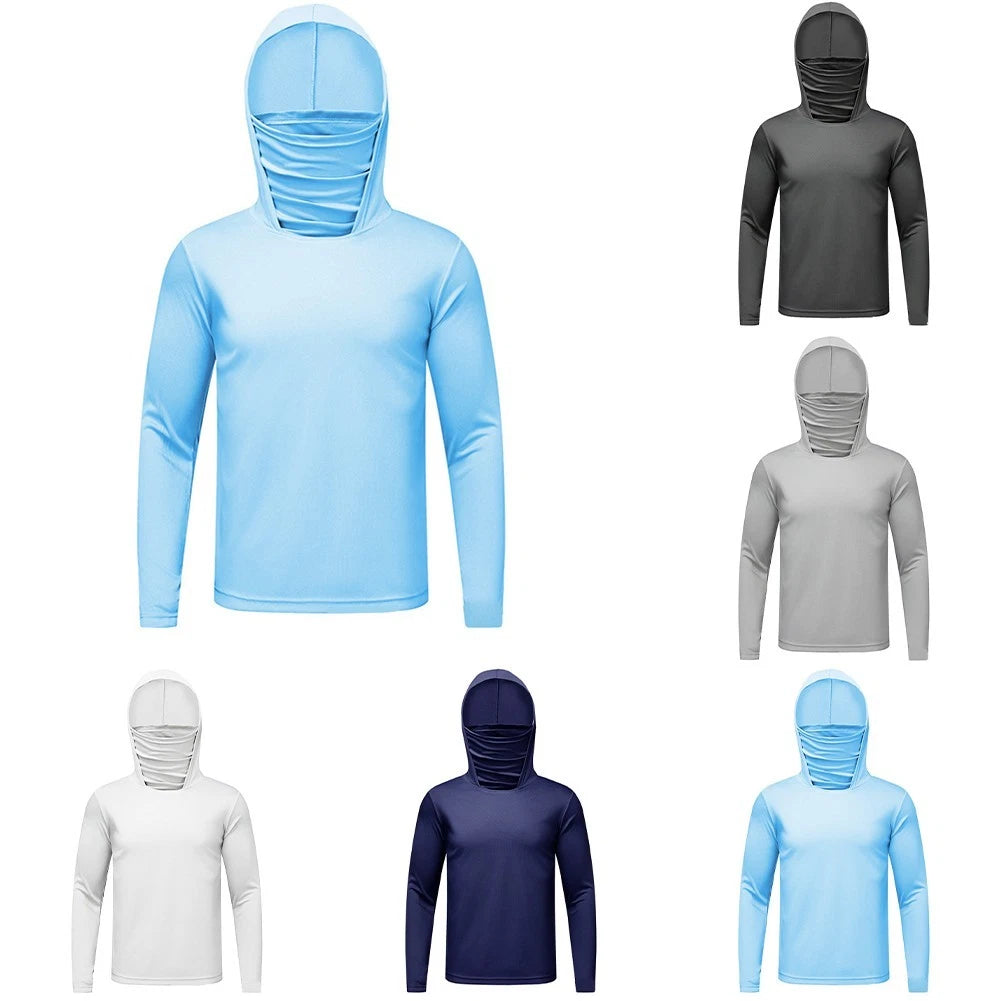 Men's Ice Silk Pullover Long Sleeve T-Shirt for Sports Fishing and Daily Wear