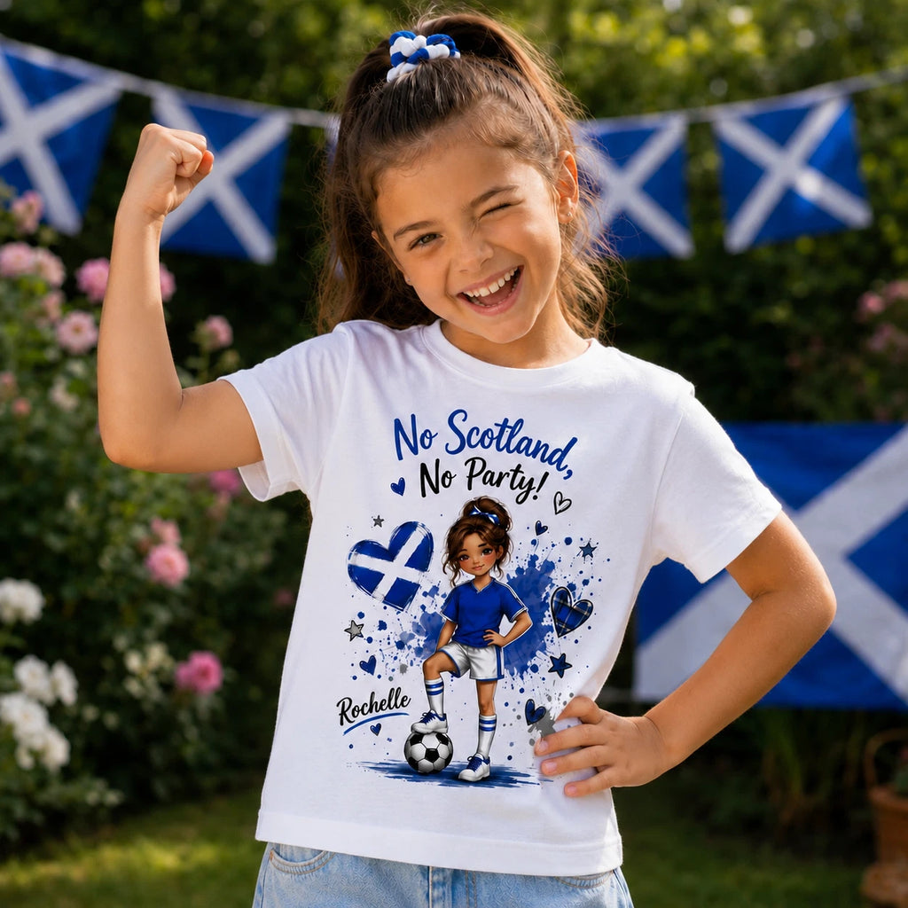 Personalised Scotland Football Girl T Shirt, Supporter Gift