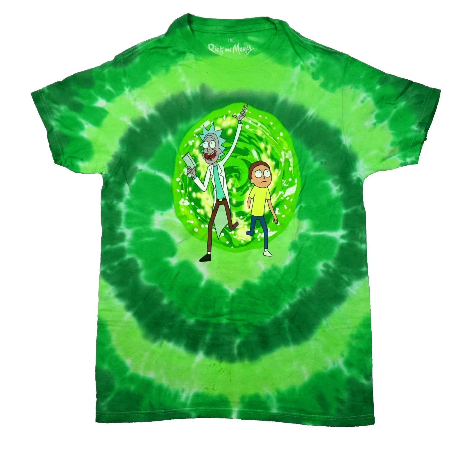 Rick and Morty New Adult T-Shirt - Rick Portal Gun In Front of Green Portal Tie