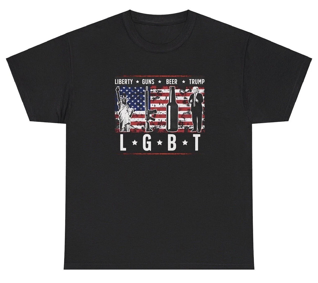Liberty Guns Beer Trump LGBTQ T Shirt Funny Republican Political Graphic Tee