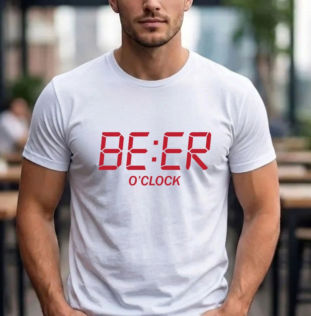 Funny Beer O'Clock T-Shirt - Digital Clock Beer Sarcastic Beer Lover Unisex Tee