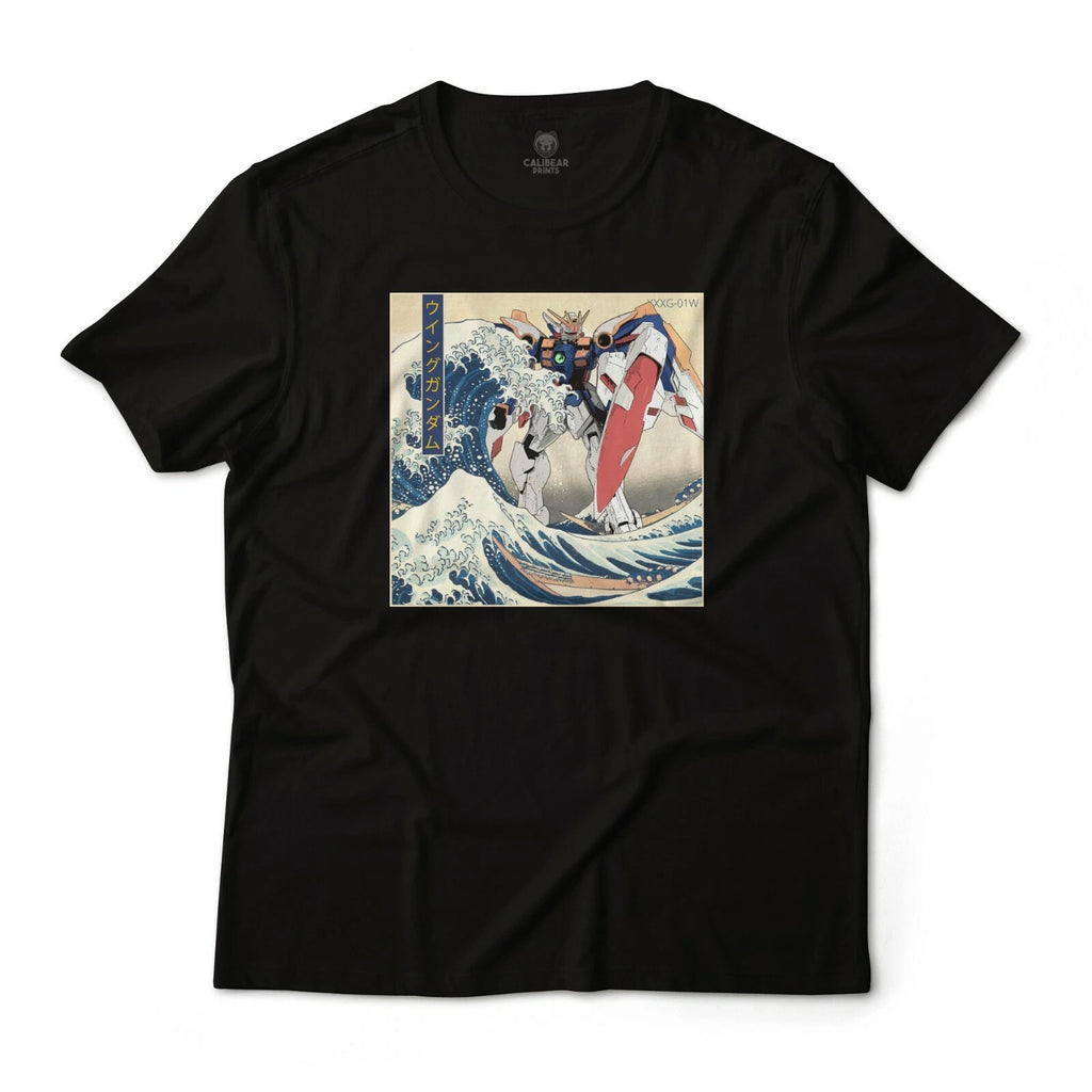 Amazing Mobile Suit Gundam Wing in Great Wave Off Kanagawa Anime Graphic Art Tee