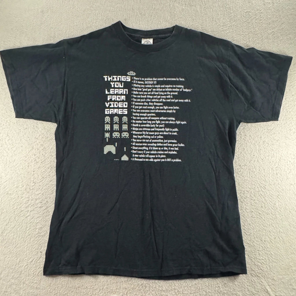 Delta Pro Weight Video Game Humor T-Shirt Mens L Black  8-Bit Tee Gamer Y2K
