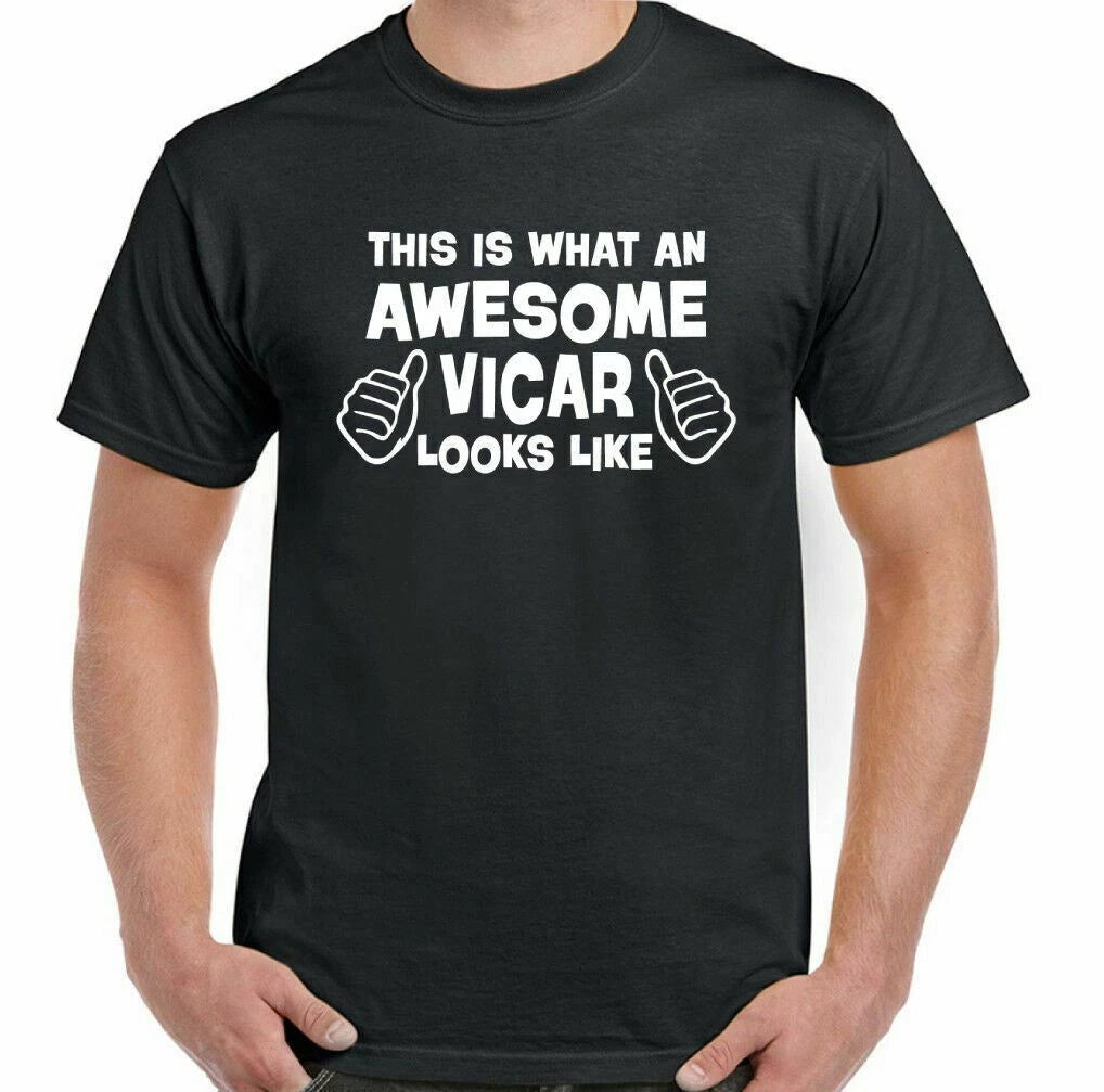 Vicar T-Shirt Mens Funny This Is What An Awesome Looks Like