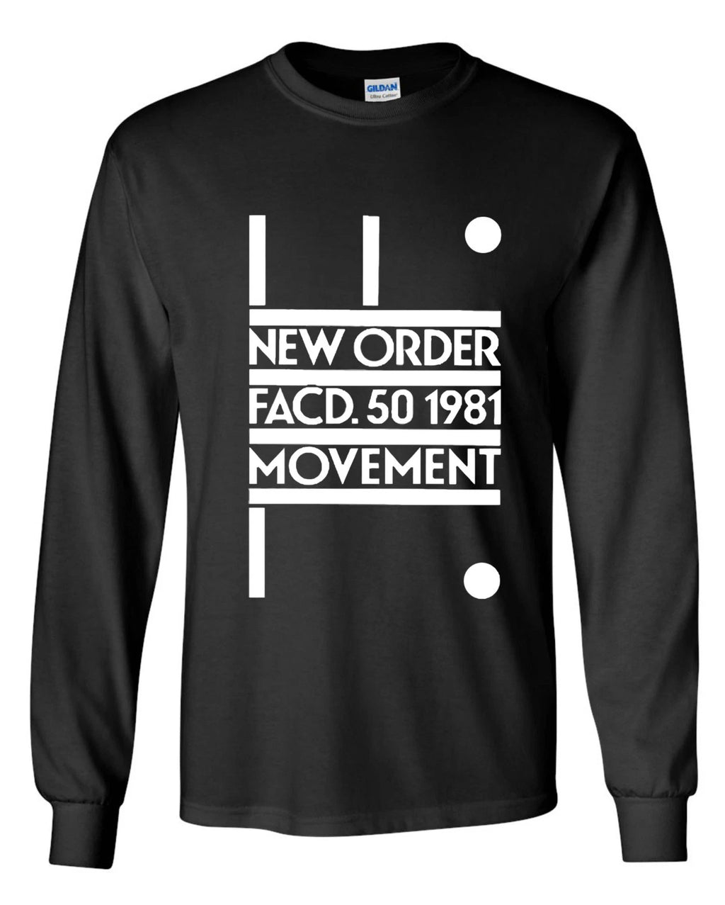 New Order FACD. long sleeve t-shirt - 1981 Movement, 80s synth rock new wave