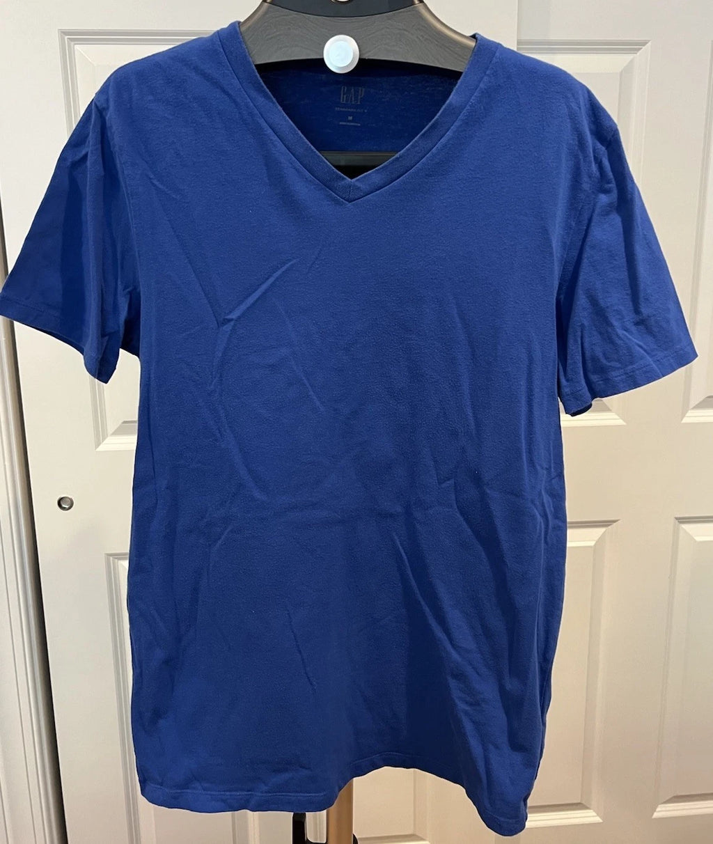 Gap Standard Fit V Neck Short Sleeve Tee Shirt Cotton Royal Blue Men's Medium