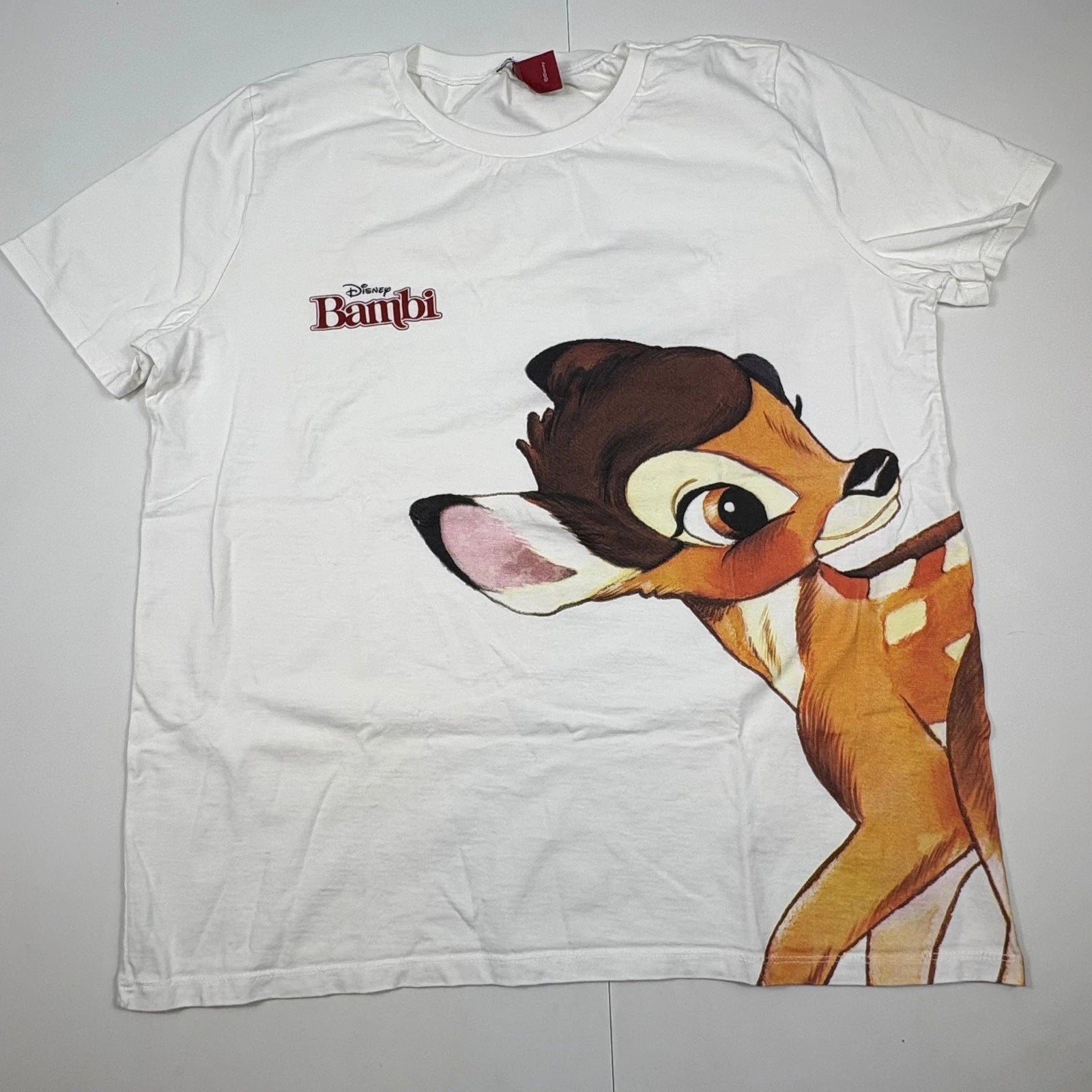 Disney Bambi Graphic Tee Butterfly Back AOP White Streetwear Men's M