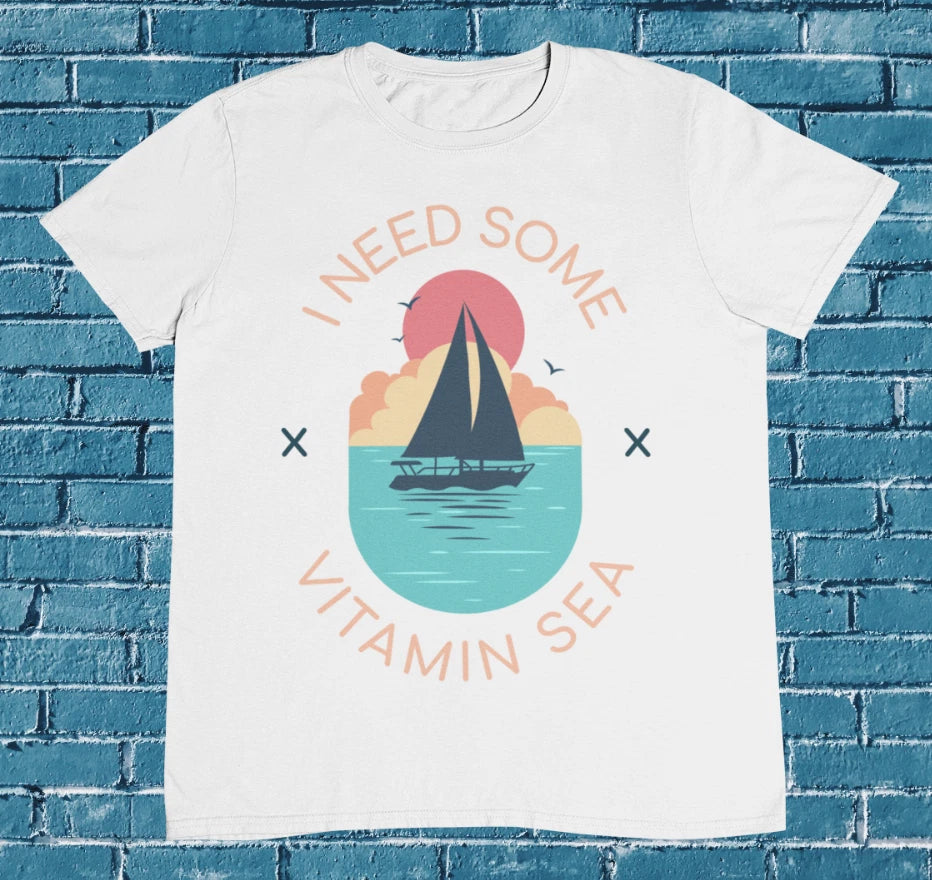 I Need Sun T shirt - I Need Vacation - Vitamin Sea Sun  - %100 Premium Cotton