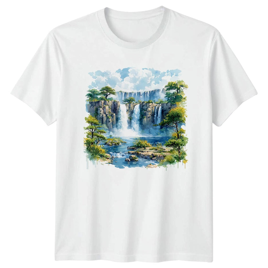 Waterfall Landscape Waterfalls Nature Mens T-Shirt Womens Tee Graphic Top