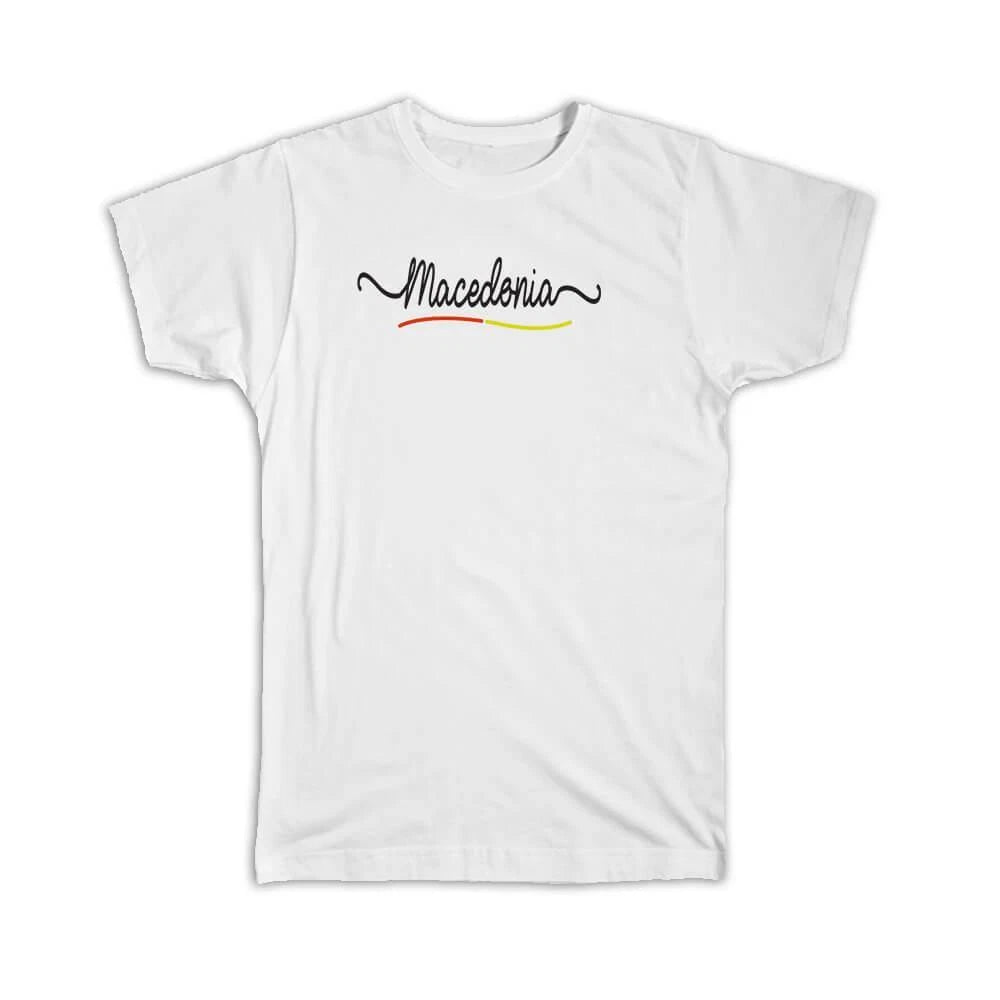 Gift T-Shirt : Macedonia Flag Colors Macedonian Travel Expat Country Minimalist