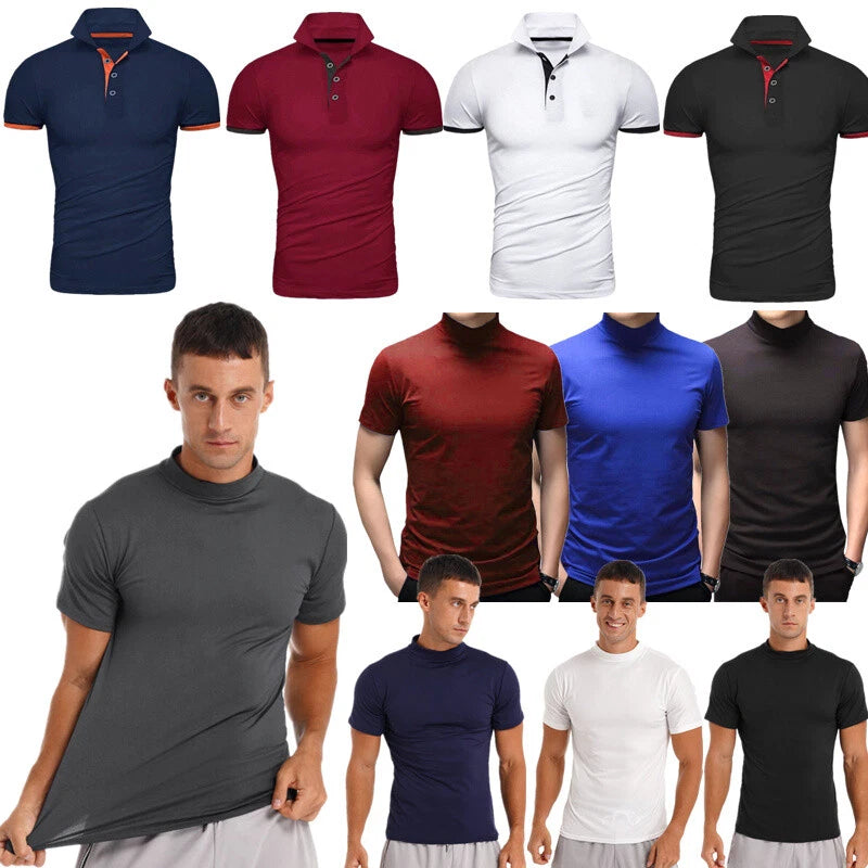 Mens Workout Shirt Short Sleeve T-shirt Casual Sports Tops Golf Tennis Tee Shirt