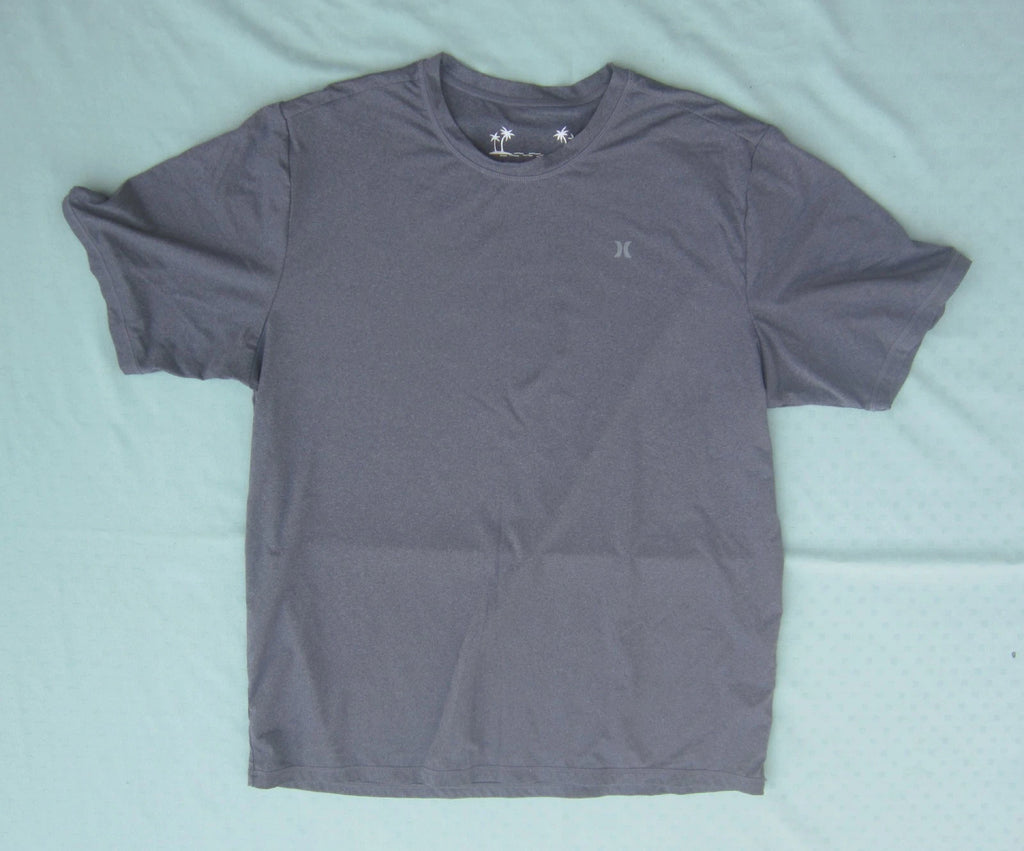 Hurley UPF 50+ Short Sleeve Gray Quick-Dry T-Shirt Men Size L (Chest 46")