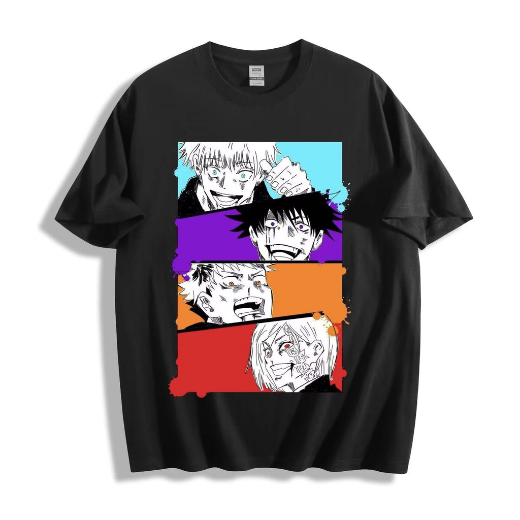 Jujutsu Kaisen Intense Panel Faces T-Shirt - Manga Collage Design Unisex Tee