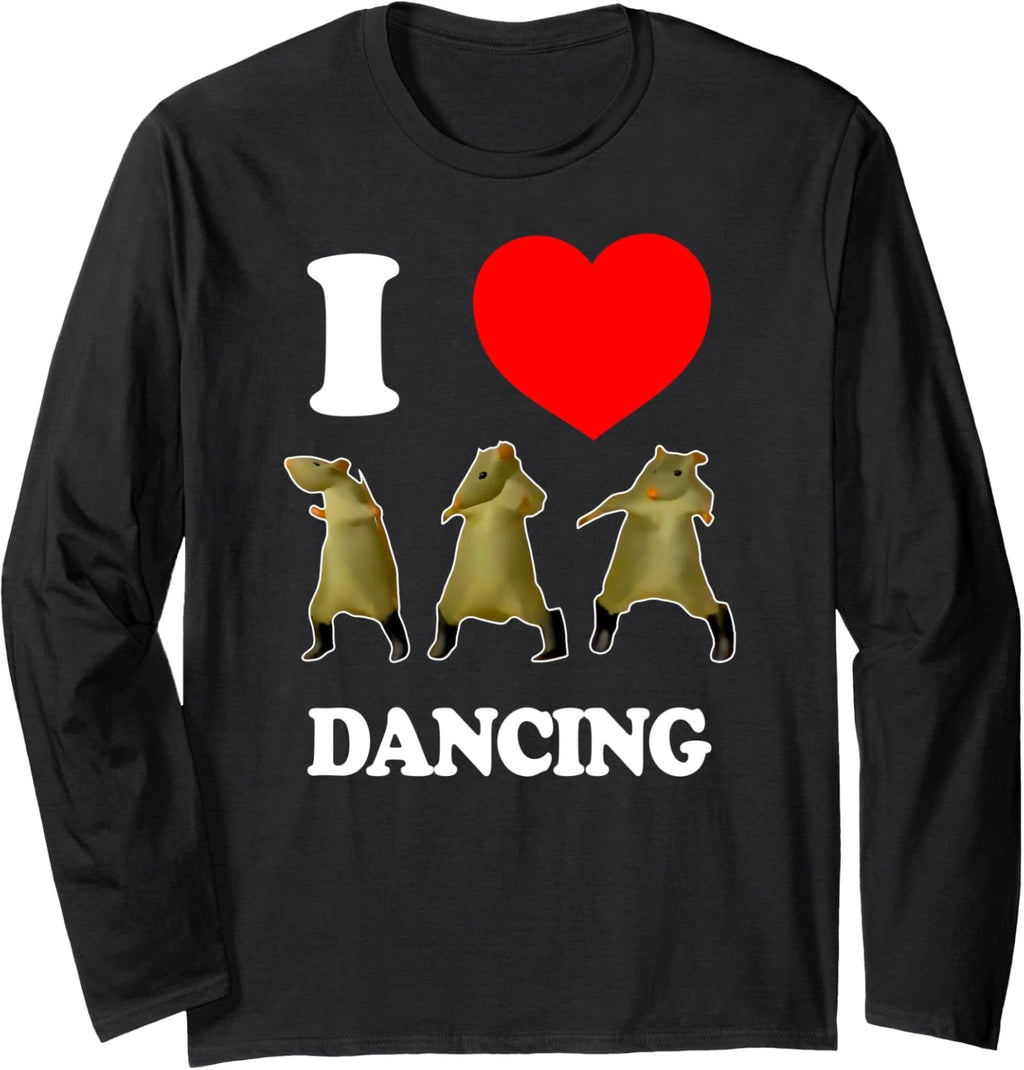 Meme Rat Dance 2025 Meme Funny Rat Dancing Fun Long Sleeve T-Shirt