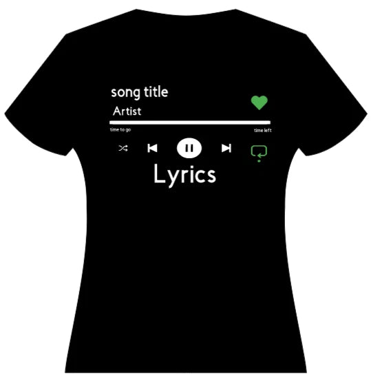 Choose your Song and Artist Unisex Lyrics Tee Shirts