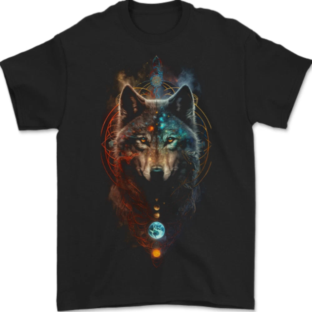 Dreamcatcher Wolf Spiritual Moon Phases Mens T-Shirt 100% Cotton