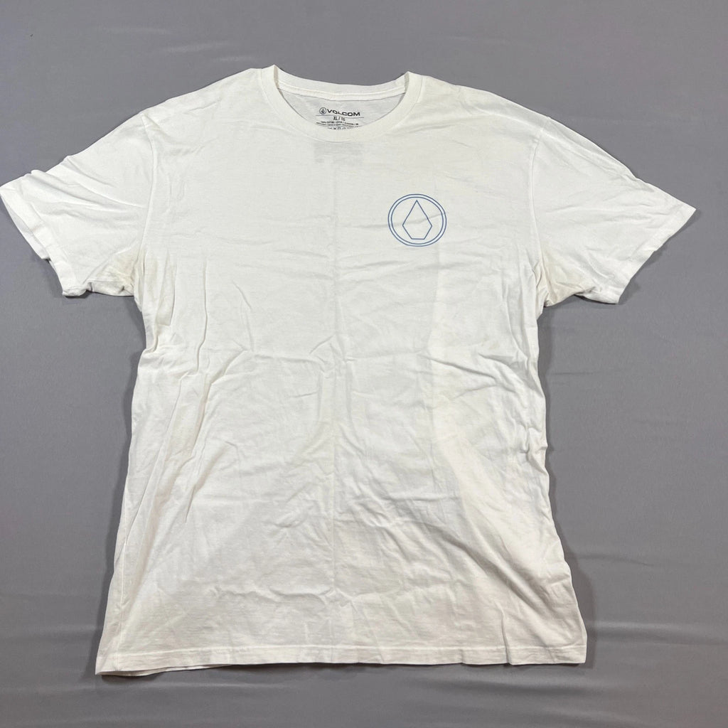 Volcom T Shirt Mens XL White Cotton Logo Print Quick Dry Crew Neck Short Sleeve