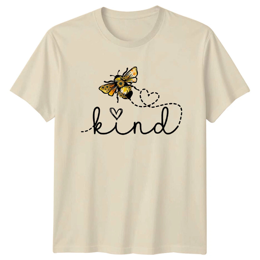 Bee Kind T-Shirt, Floral Bee with Heart, Inspirational Slogan Tee