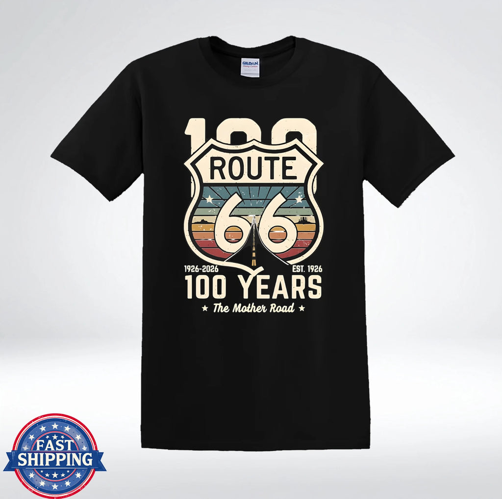 Retro Route 66 Centennial 1926-2026 Graphic T-Shirt